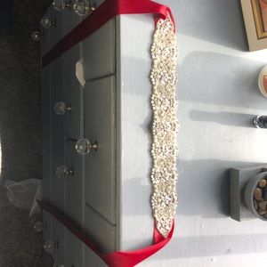 Red beaded ribbon belt